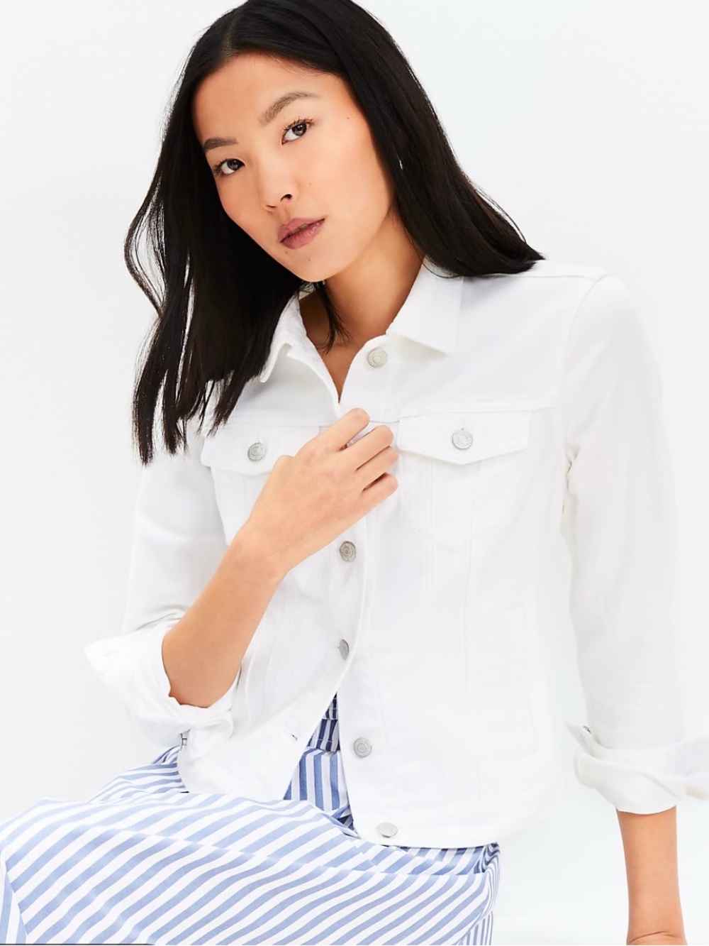 Ann Taylor White Cropped Jean Jacket
